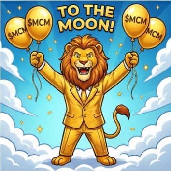 Lion holding $MCM balloons