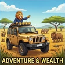 Lion on safari from the roof of a jeep