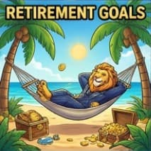 Lion relaxing in a hammock beside gold