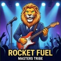 Lion shredding guitar on stage