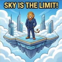 Lion standing above the clouds