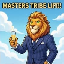 Lion raising a glass to the tribe