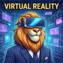 Lion exploring virtual reality