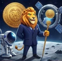 Lion and an astronaut on the moon