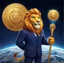Lion holding a medallion above the earth