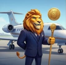 Lion boarding a private jet