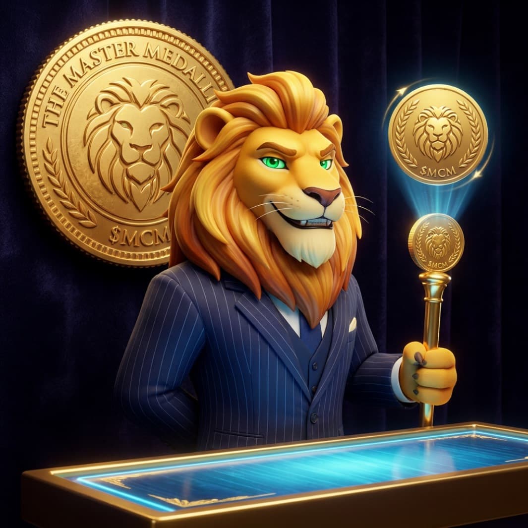 The Masters Tribe lion presenting the golden Master Medallion